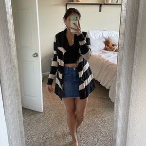 Black and beige stripped cover up Black White Market